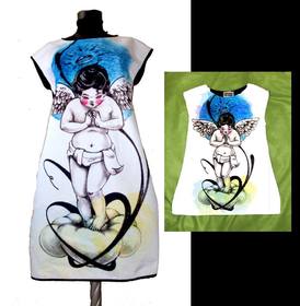 Set Dresses for Mom and Child with Print Japanese Angel