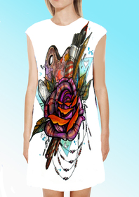 Dress with Print Rose and Artist