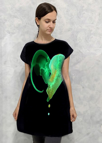 Dress with Print Green Heart 