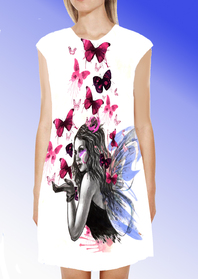 Dress with Print Girl and Butterfly