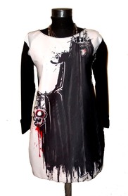 Dress with Print Black Queen  - long sleeve