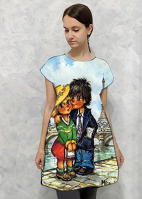 Dress with Print Retro Paris