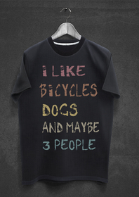T-shirt I like bicycle, dogs and maybe 3 people