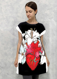 Dress with Print Heart In Red