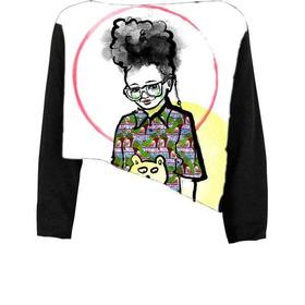 Blouse with Print Girl with Glasses