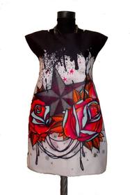 Dress with Print Roses and Star