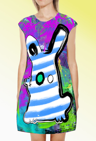 Dress with Print Blue Rabbit