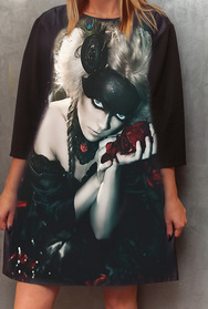 Dress with Print Black and Red Lady