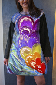 Dress with Print Colorful Hearts - long sleeve