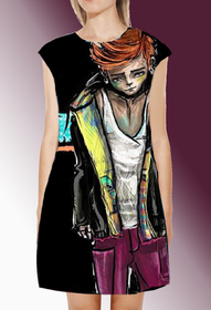 Dress with Print Boy Red Hair