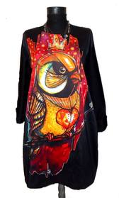 Autumn Bird Black Long Sleeves Dress
