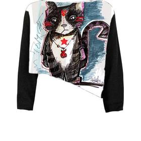 Blouse with Print Black Cat