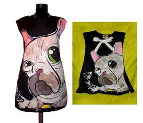 Set Dresses for Mom and Child with Print French Bulldog