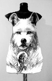 Dress with Print White Dog