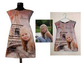 Комплект Рокли за Мама и Дете с принт  фото колаж - Париж