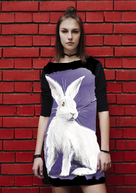 Рокля с Принт Rabbit with Purple- дълъг ръкав
