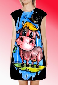 Dress with Print Funny Cow