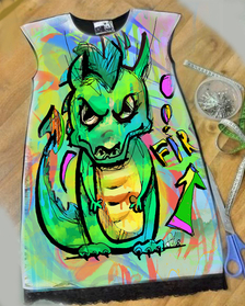 Dress with Print for Children Funny Dragon