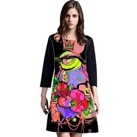 Dress with Print Pink King Bird - long sleeve