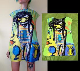 Set Dresses for Mom and Child with Print Cat