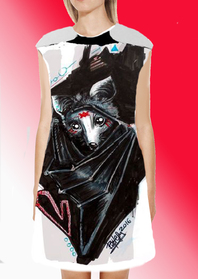 Dress with Print Grey Bat