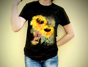 T-shirt Sunflowers  black