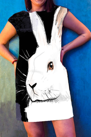 White Rabbit Dress With Original Art Print