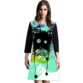 Dress with Print Green Ghost -  long sleeve