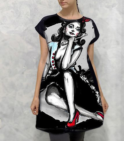 Dress with Print Lady with Red Shoes