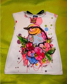 Dress with Print for Children Pink Bird