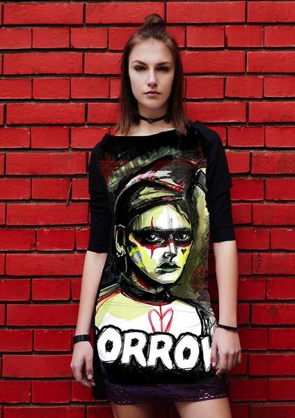 Рокля с принт - Sorrow   реглан ръкав