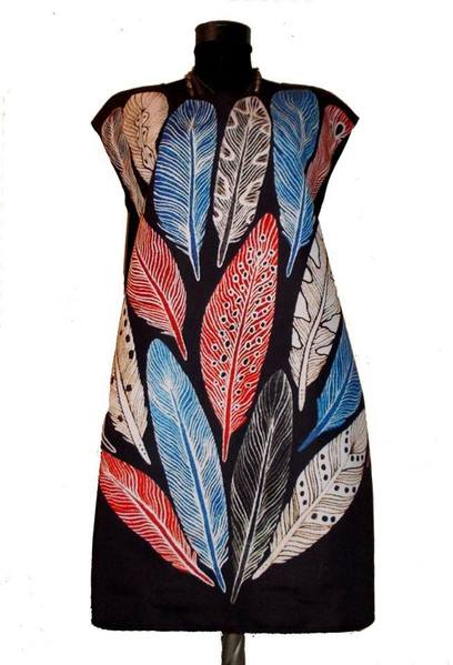 Dress with Print Heart of Feathers