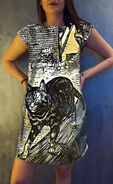 Dress with Print Black cat