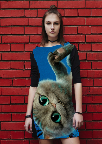 Рокля с Принт Чеширски котарак - дълъг ръкав