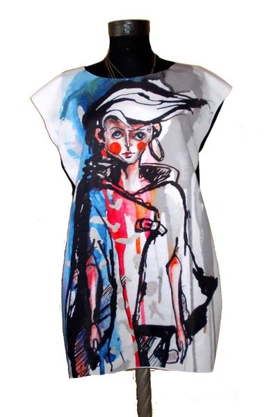 Dress with Print Wind in Her Hair