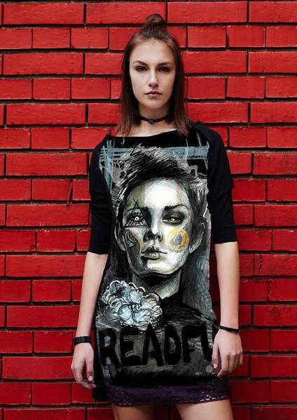 Dress with print   Dreadful -  Raglan Sleeves