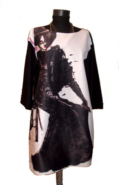 Dress with Print Black Lady - long sleeve