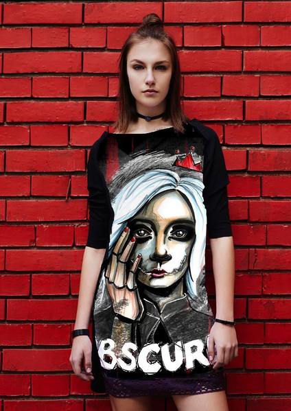 Dress with print  Obscure -  Raglan Sleeves