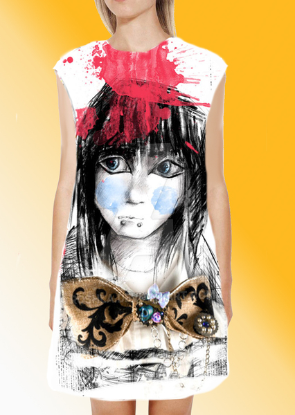 Dress with Print Girl With Tie