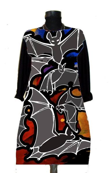 Dress with Print Bats - long sleeve