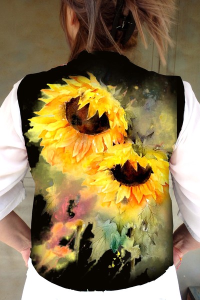 Vest with Print Sunflowers