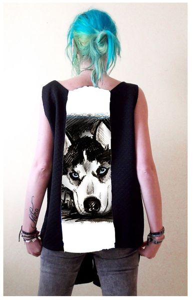 Vest with Print Husky Dog
