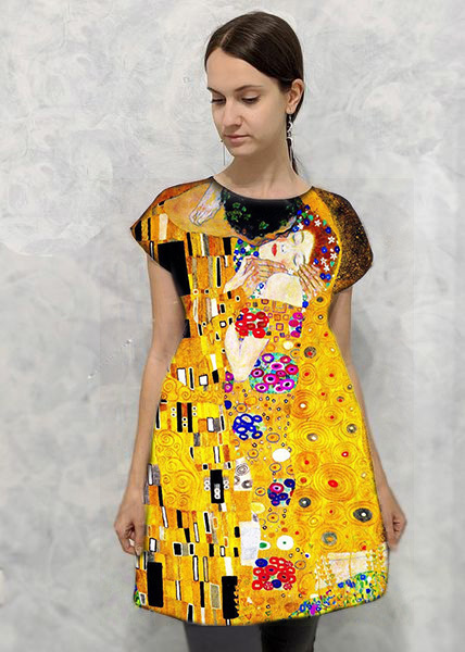  Dress With print The Kiss - Painting by Gustav Klimt