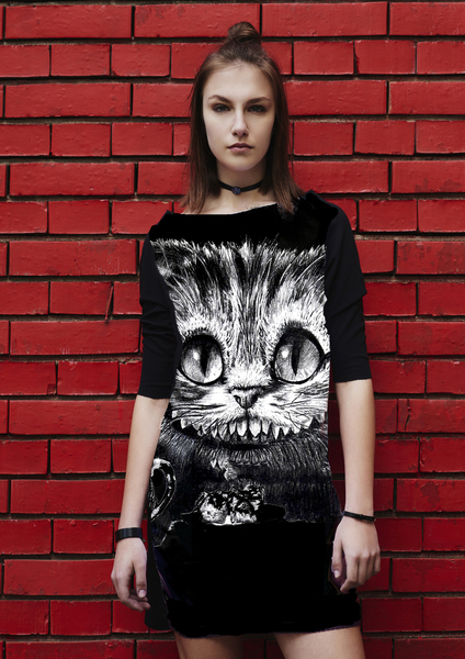 Рокля с Принт Чеширски котарак  III - дълъг ръкав