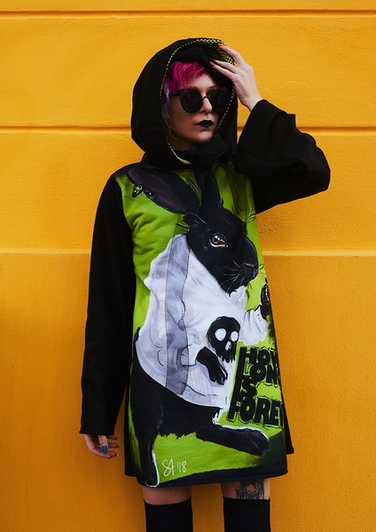 Black Rabbit Dress With Print How Long is Forever