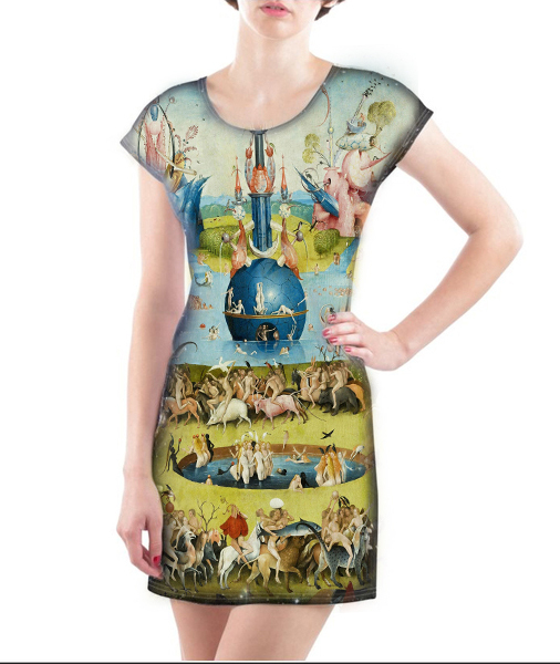 Рокля с  Принт  Hieronymus Bosch The Garden of Earthly Delights 