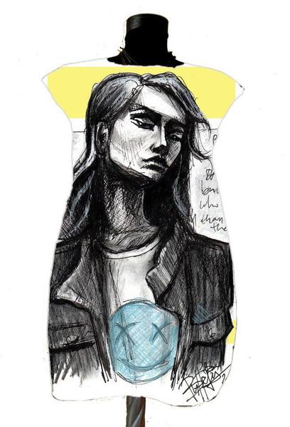 Dress with Print Girl Blue Smile