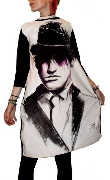 Dress with Print  Victorian Gentleman.  - long sleeve
