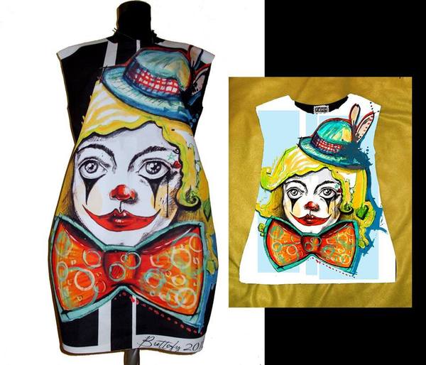 Set Dresses for Mom and Child with Print Clown