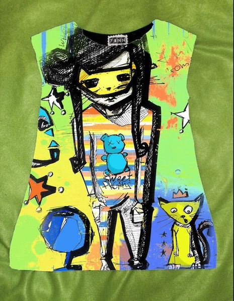 Dress with Print for Children Cat